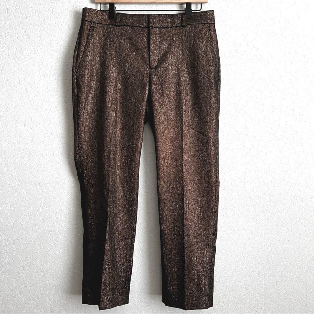 Banana Republic Avery Trousers Dress Pants Ankle Length Black Bronze Shi…